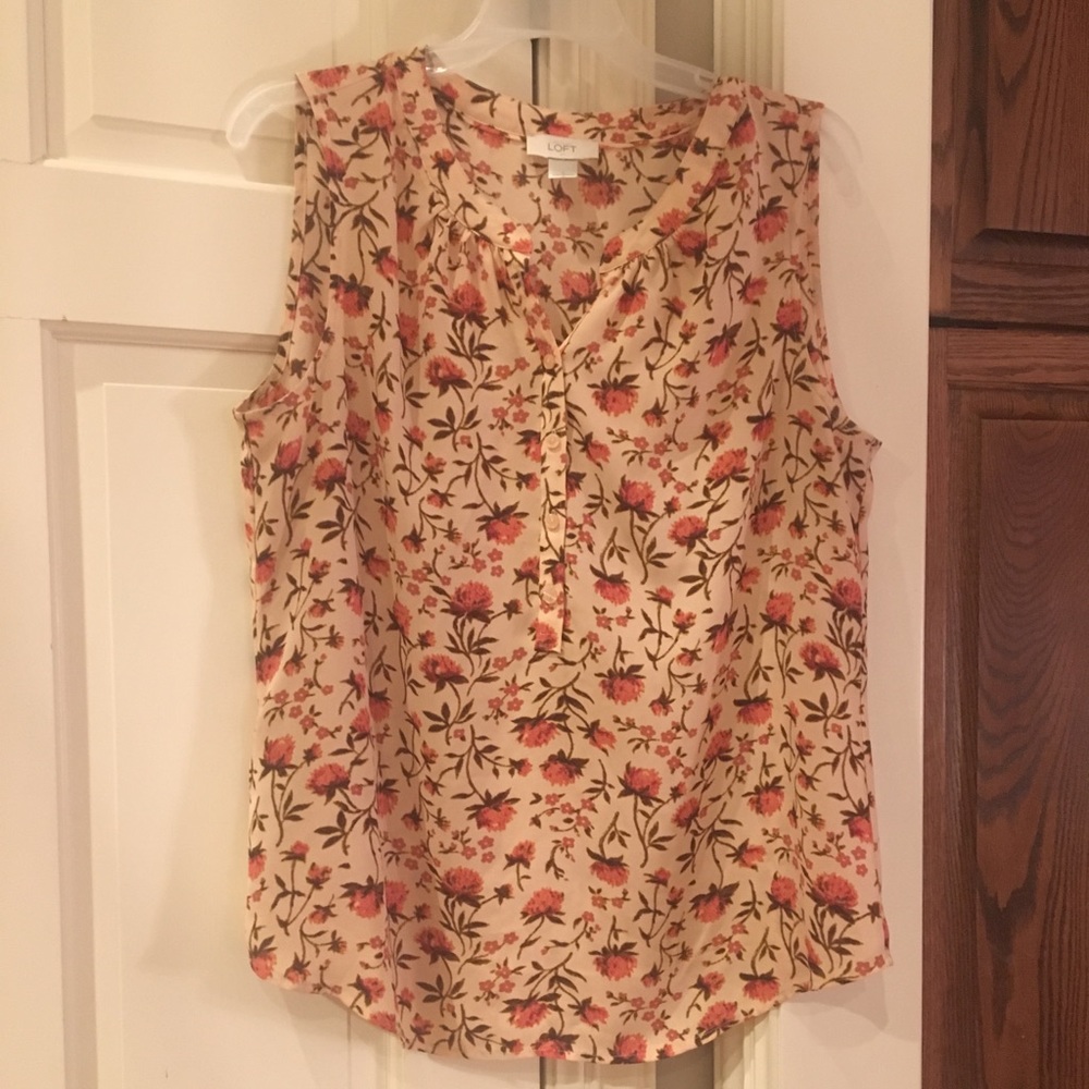 Loft Floral Print Sleeveless Blouse